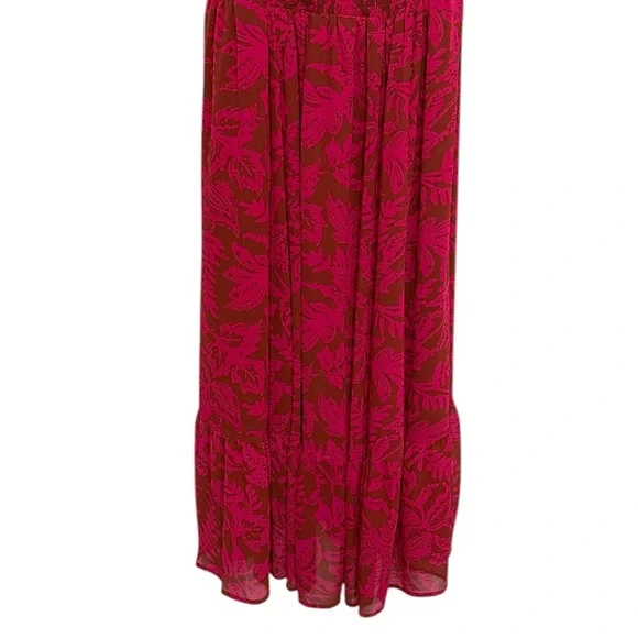 Torrid Dress Woman’s Size 1X Brown Pink Floral Smocked A-Line Midi Length - Picture 5 of 13